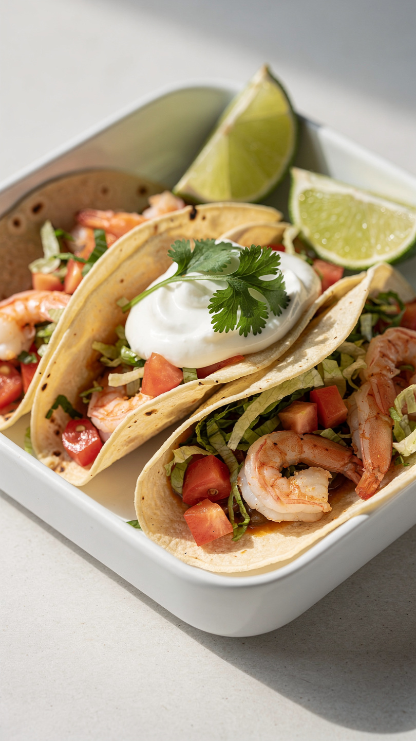 The Best Shrimp Tacos with Avocado Cream Sauce