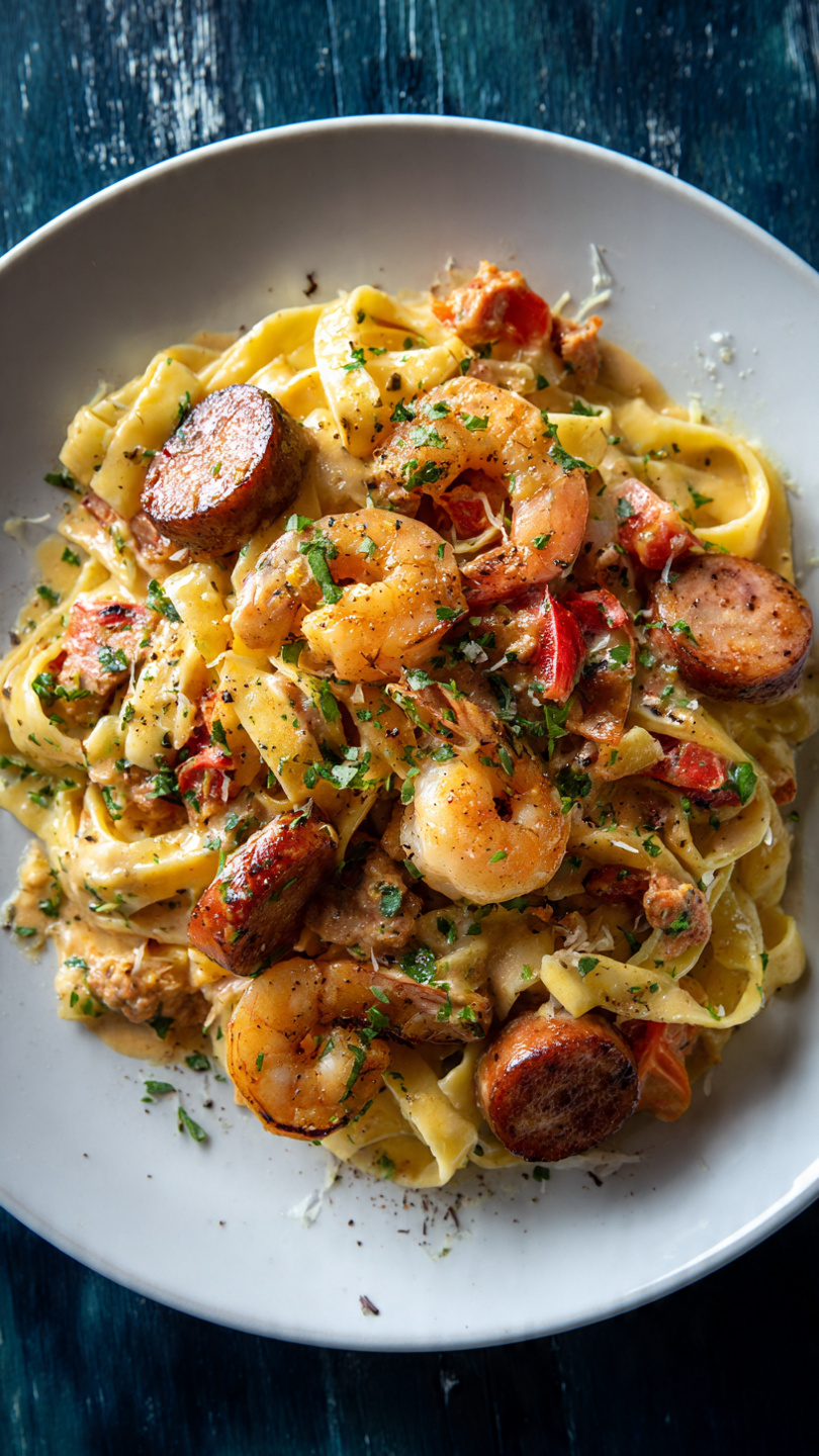 Cajun Shrimp and Sausage Pasta