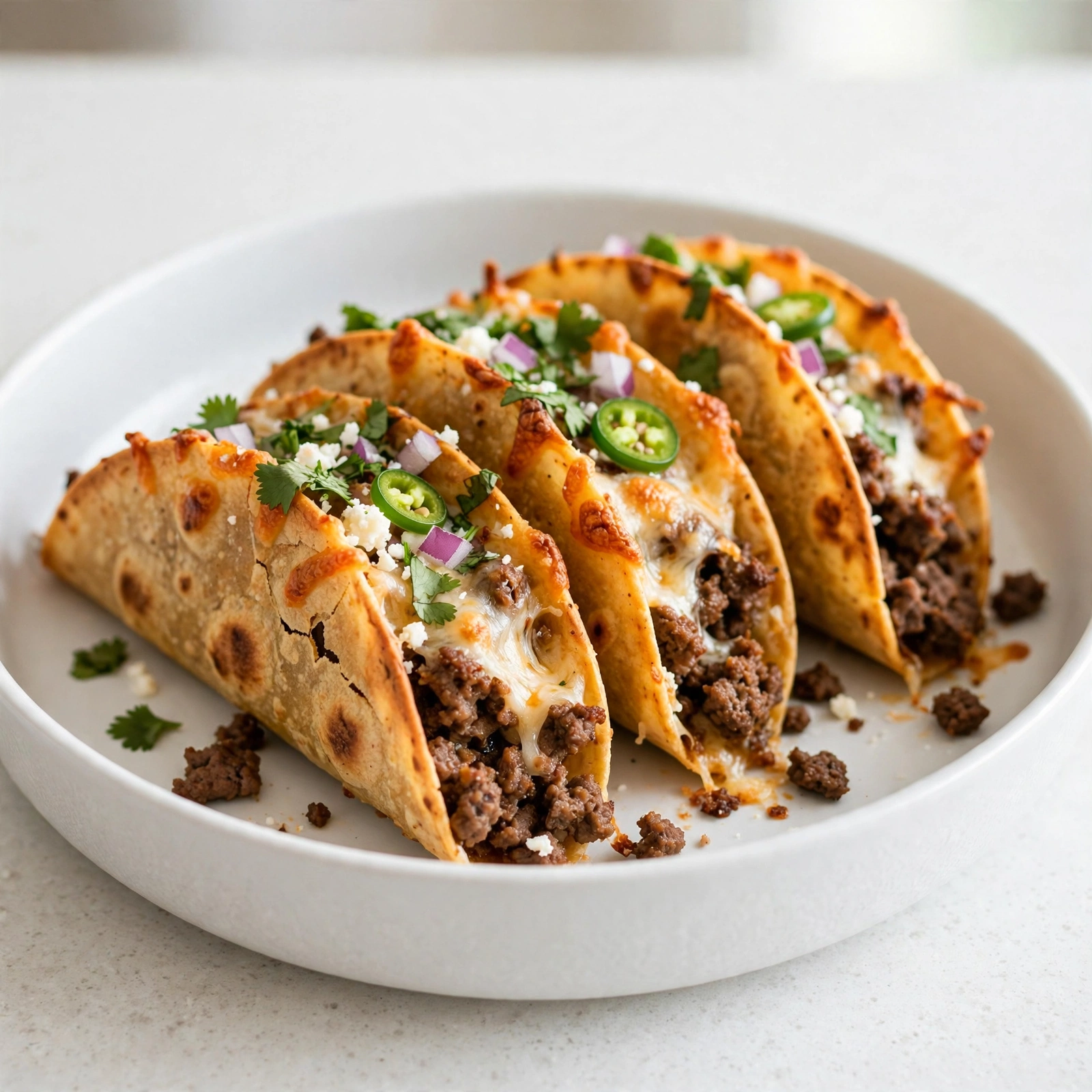 Crispy Baked Beef and Cheese Tacos