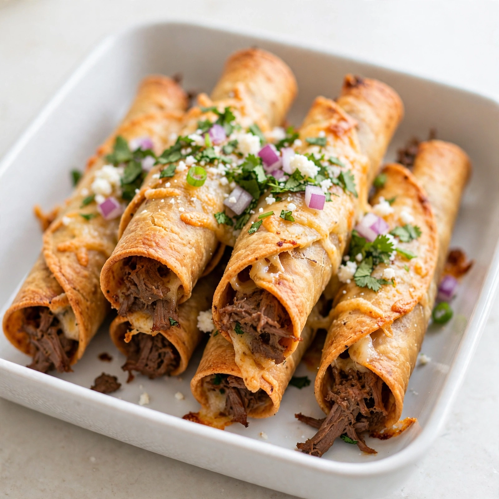 Crispy Cheesy Beef Taquitos