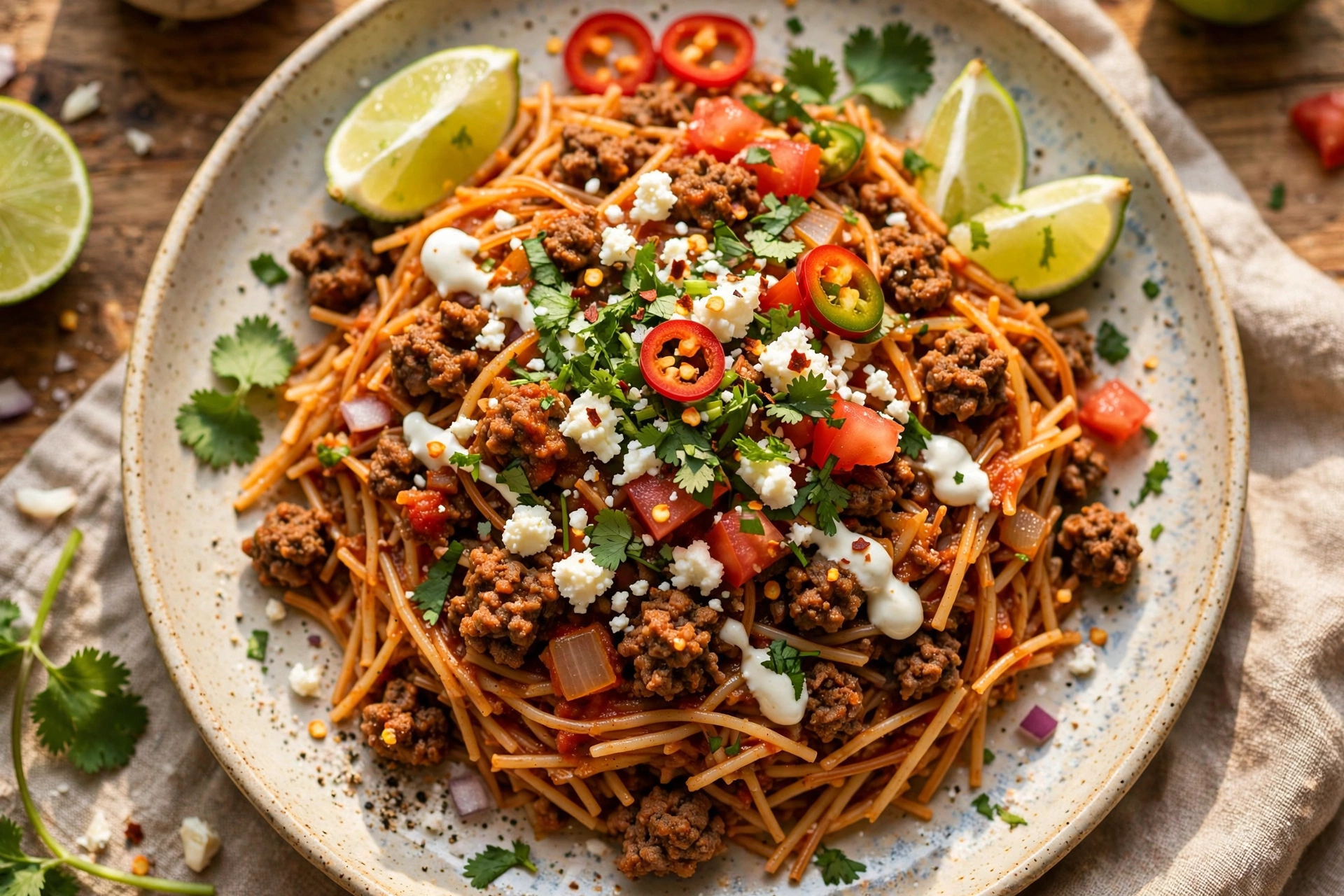 Mexican Fideo with Ground Beef